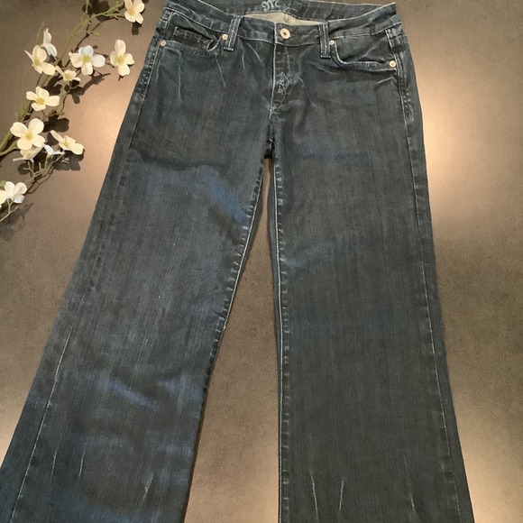 Miss Me Wide Leg Flare Jeans Lawrence Dark Wash Crackle Fade JP4531 Low Rise - Picture 7 of 16